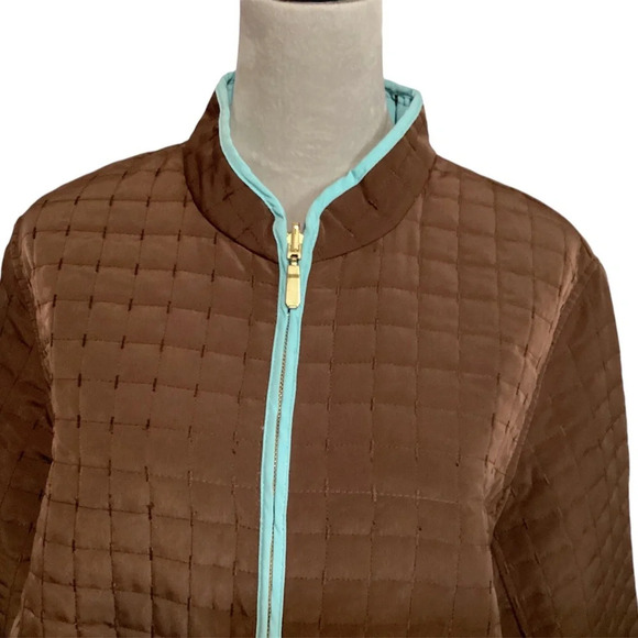Susan Graver jacket Sz 1X reversible quilted brown & turquoise unique … - Picture 2 of 12